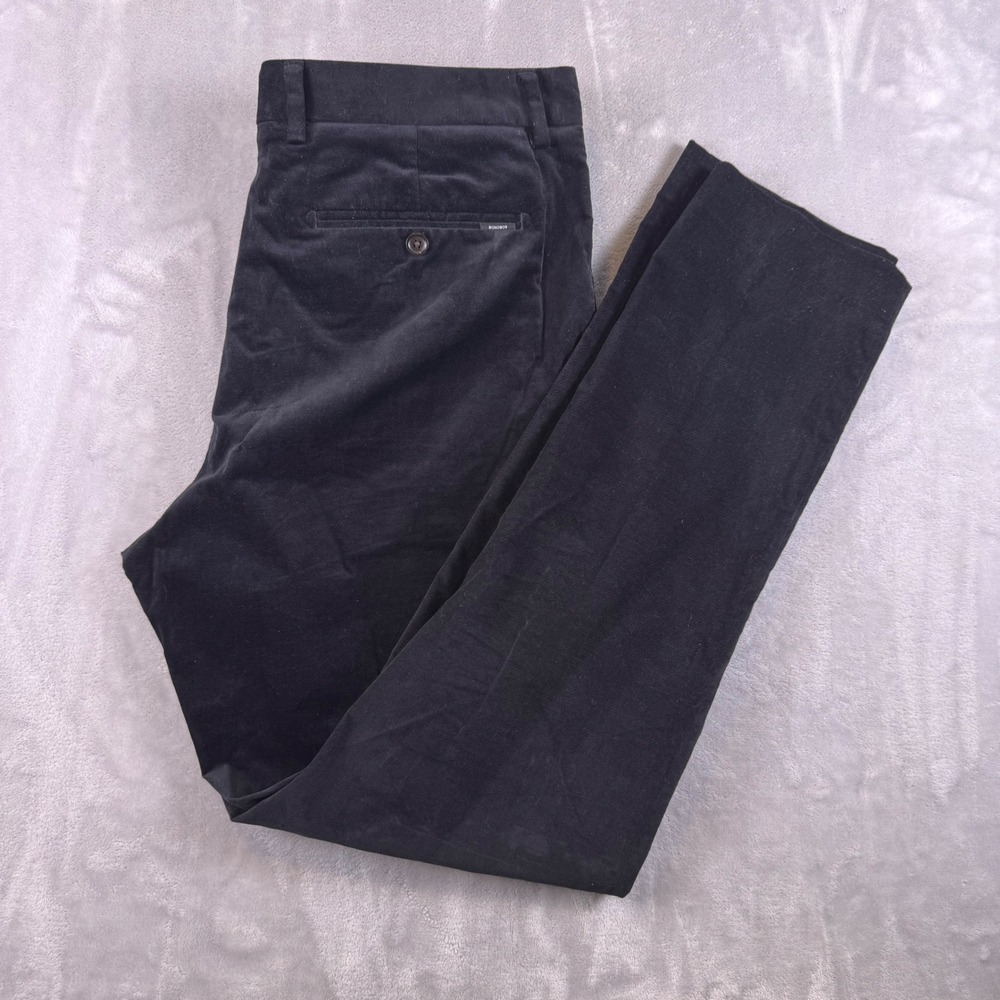 Bonobos Velour/Velvet Trousers Mens Stretch Straight Leg Pants 35x32 Black